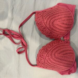 Shade & Shore Crochet Lace Bra in Pink